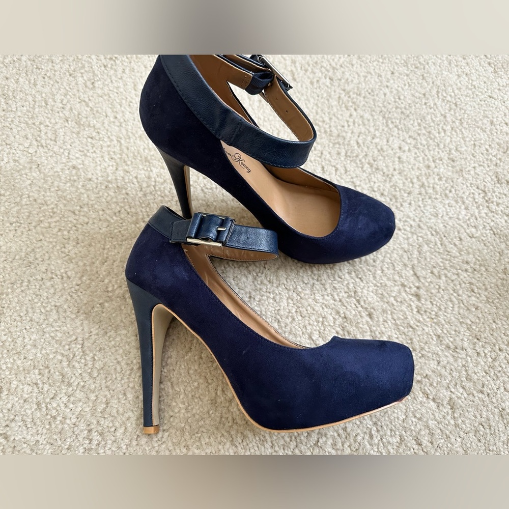 Blue faux suede